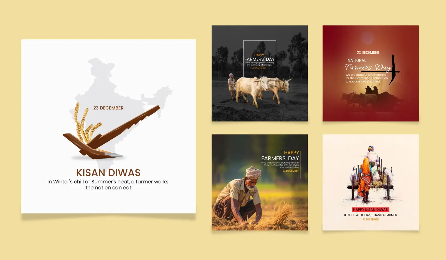 Farmers Day (Kisan Diwas) 2024: Date, Theme, Wishes & Posters By Postive Festival Post Maker App