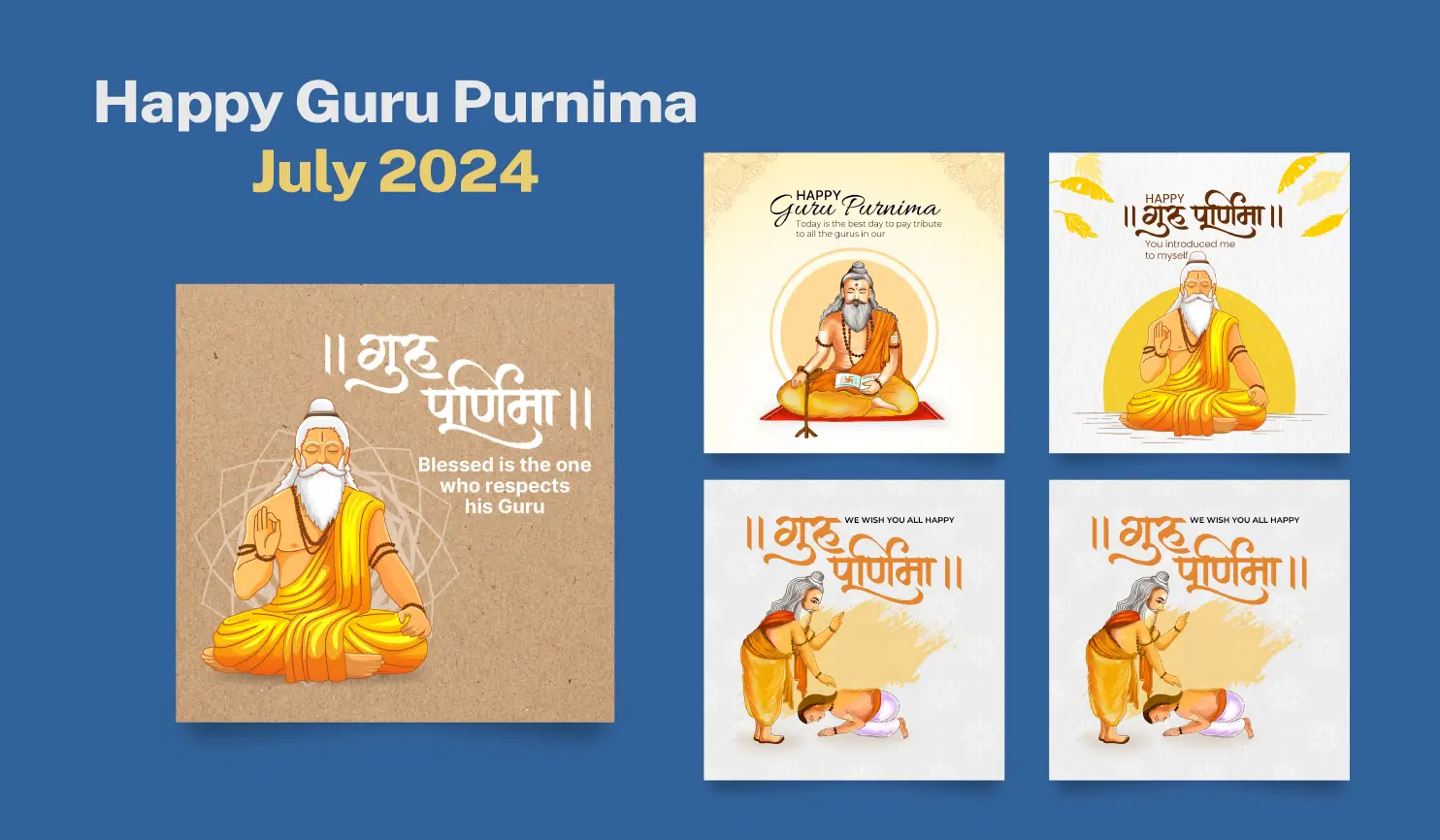 Guru Purnima 2024 Posters By Postive - Festival Post Maker App