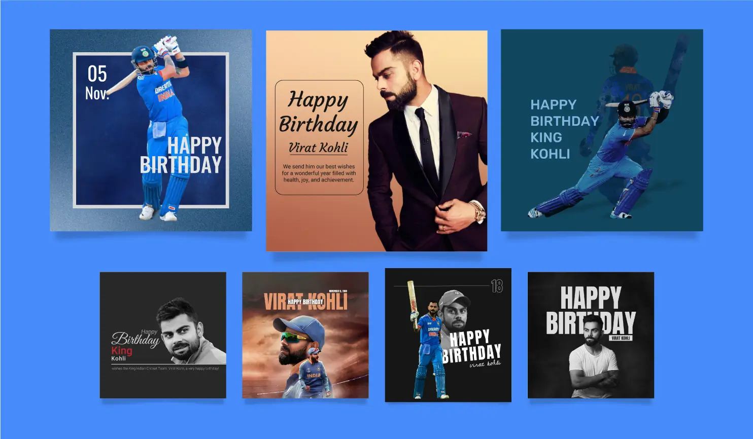 Happy Birthday Virat Kohli: Date, Celebration, Wishes, Messages, & Posters By Postive Festival Post Maker App