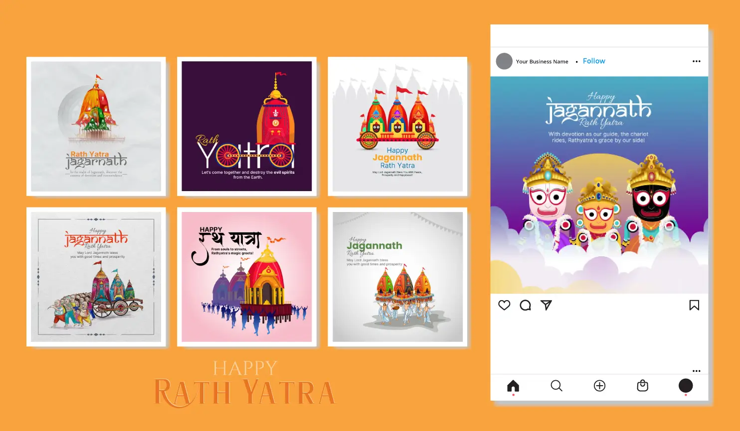 Jagannath Rath Yatra 2024 Posters By Postive Festival Post Maker App