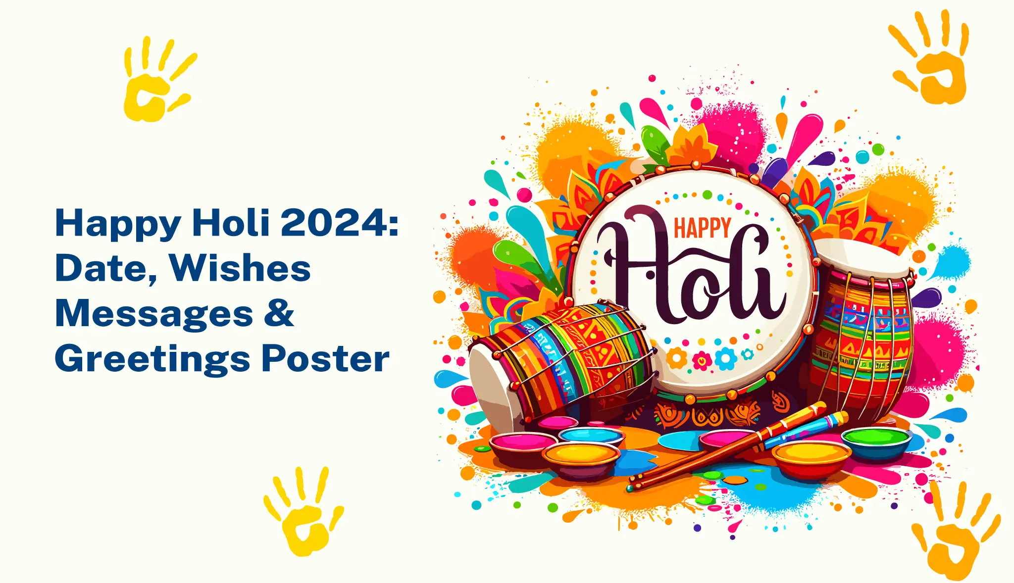 Happy Holi 2024 Date, Wishes Messages & Greetings Poster