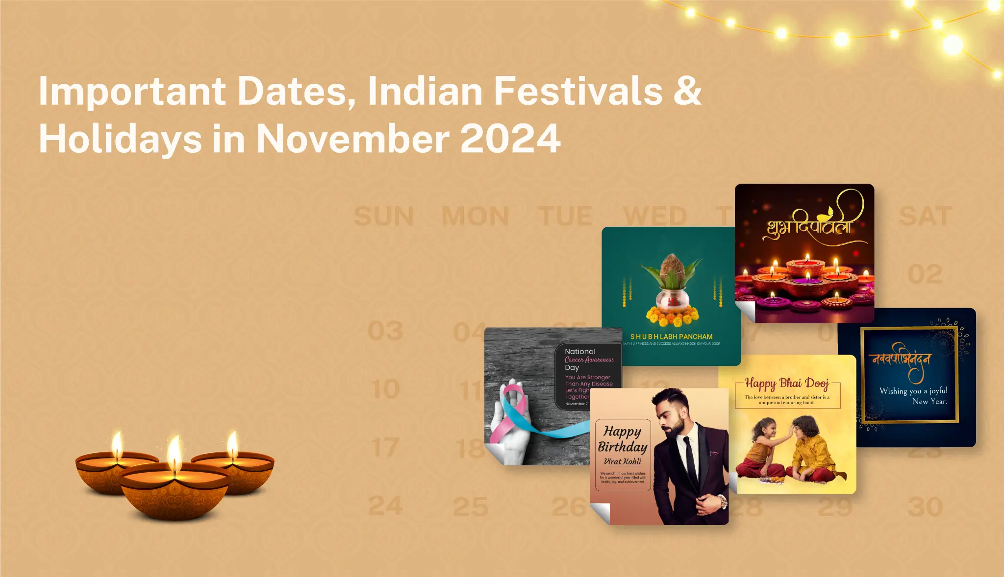 Important Dates, Indian Festivals, and Holidays in the November 2024 Calendar Poster - Postive