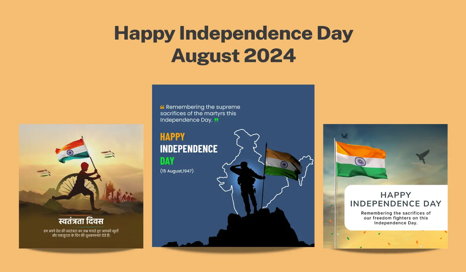 Independence Day 2024 Posters By Postive - Festival Post Maker App