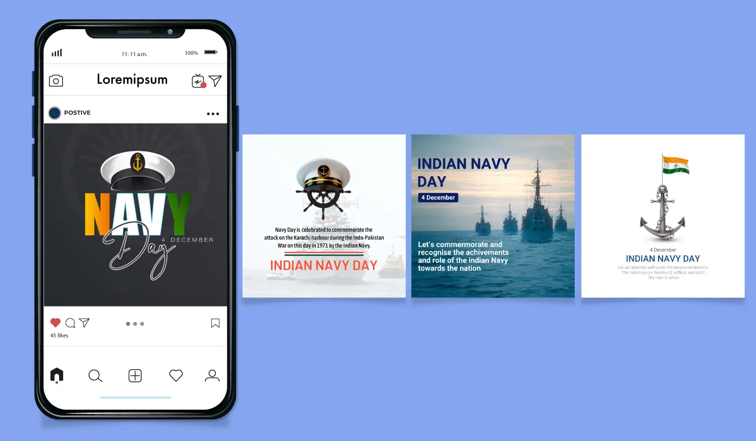 Indian Navy Day 2024 Posters By Postive - Festival Post Maker App