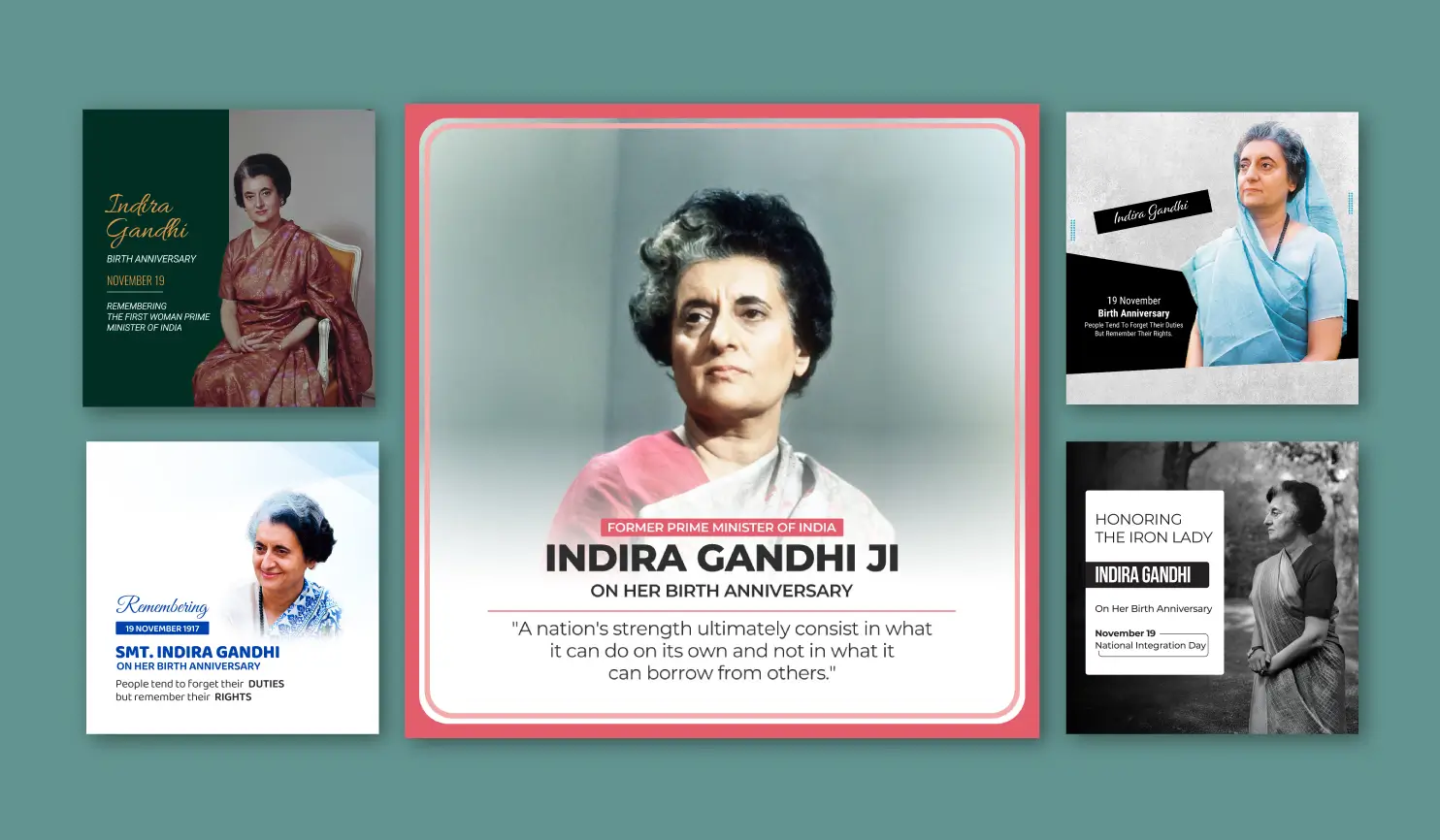 Indira Gandhi Birth Anniversary 2024: Birth Date, Wishes & Quotes By Postive Festival Post Maker App