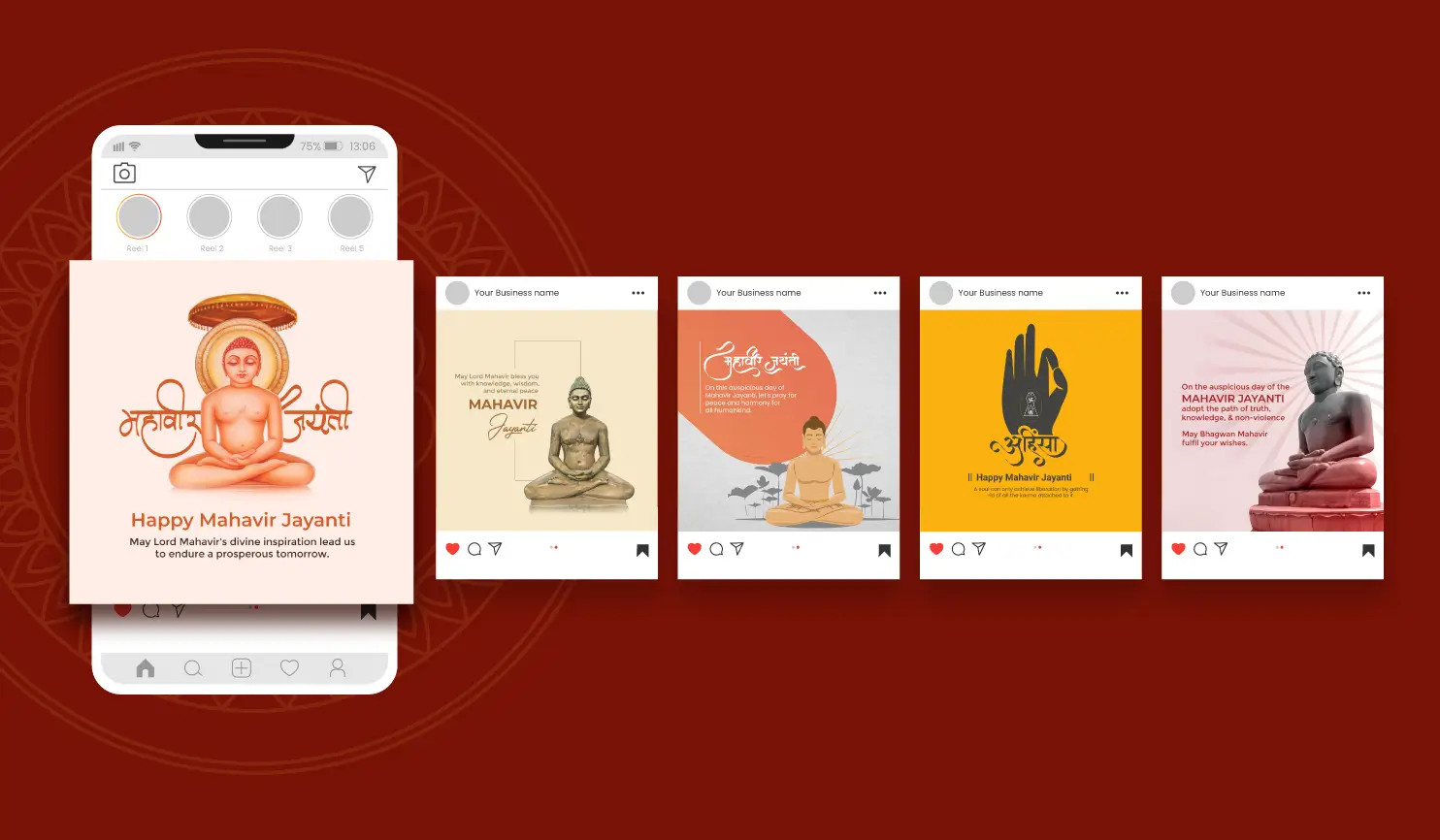 Postive Mahavir Jayanti Designs & Social Media Posts By Postive - Festival Post Maker App