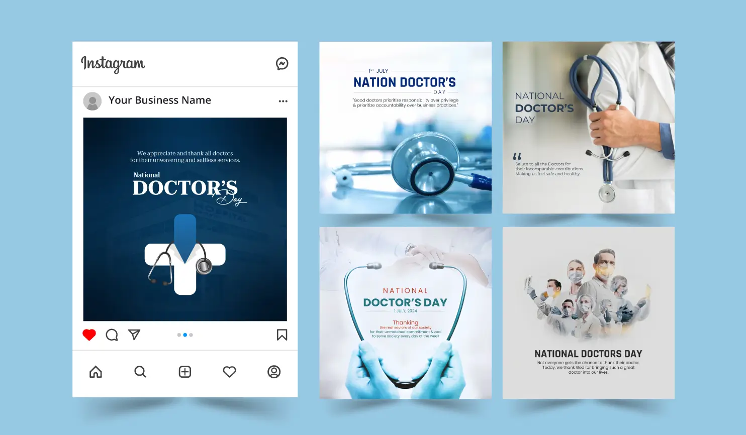 National Doctor's Day 2024 Posters By Postive Festival Post Maker App