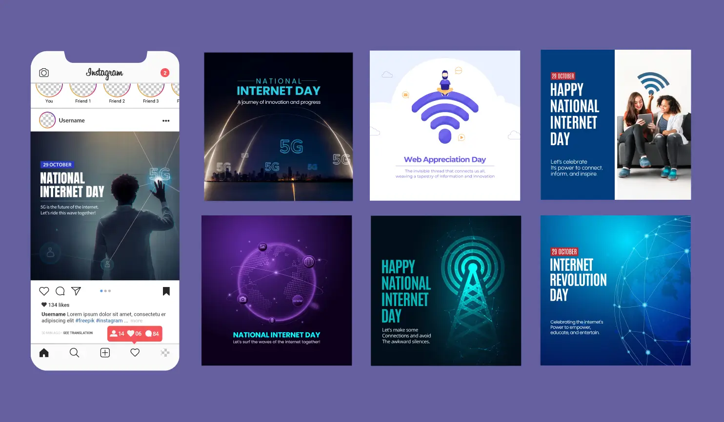 National or International Internet Day 2024: Date, Theme & Poster By Postive Festival Post Maker App