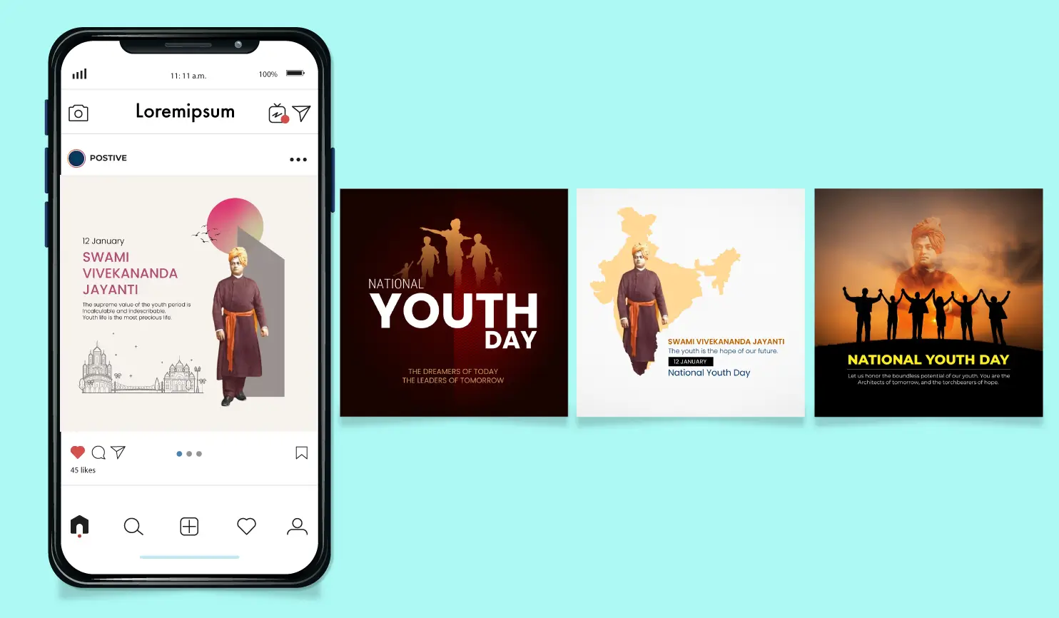 National Youth Day 2025: Date, Theme, Wishes & Posters By Postive Festival Post Maker App