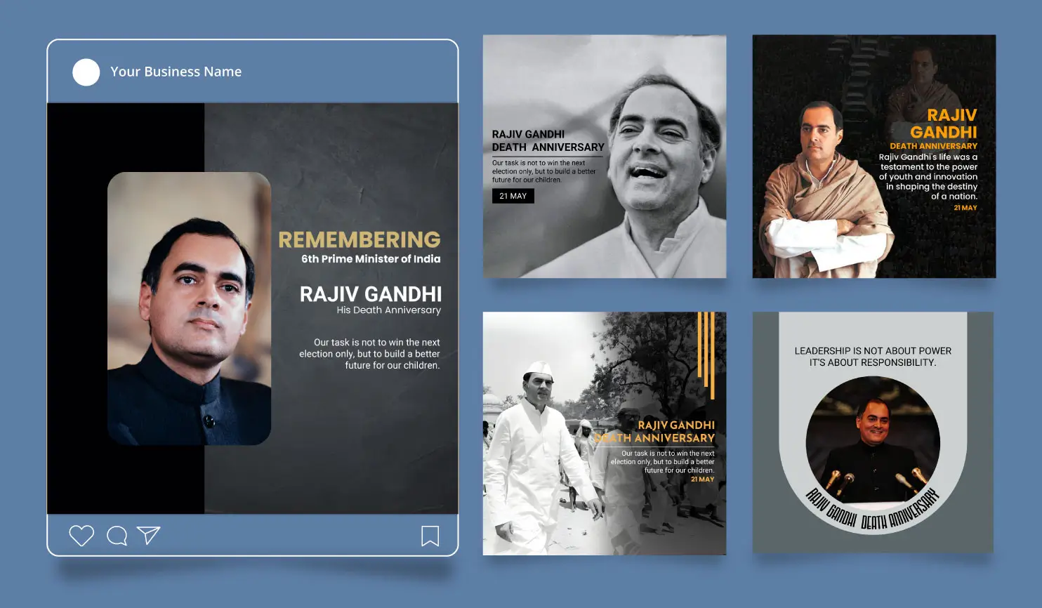 Postive Rajiv Gandhi Death Anniversary 2024 Wishes By Postive - Festival Post Maker App