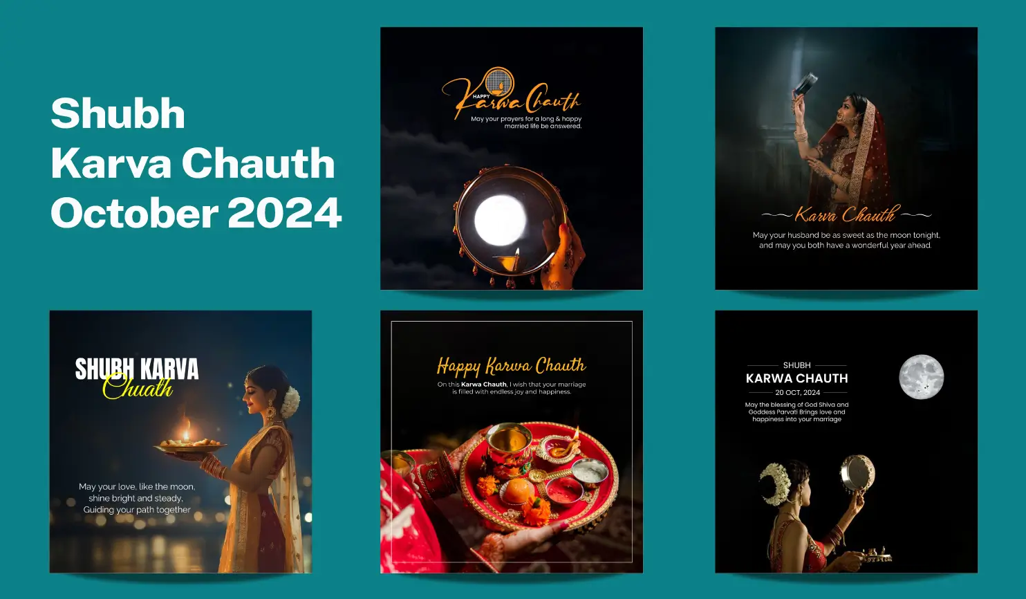 Shubh Karvachauth 2024 Posters By Postive - Festival Post Maker App