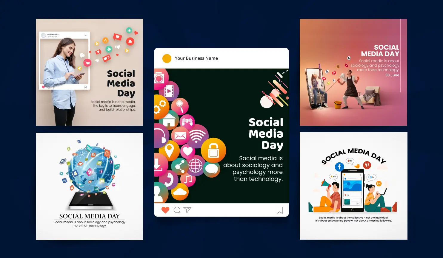 Social Media Day Posters By Postive Festival Post Maker App