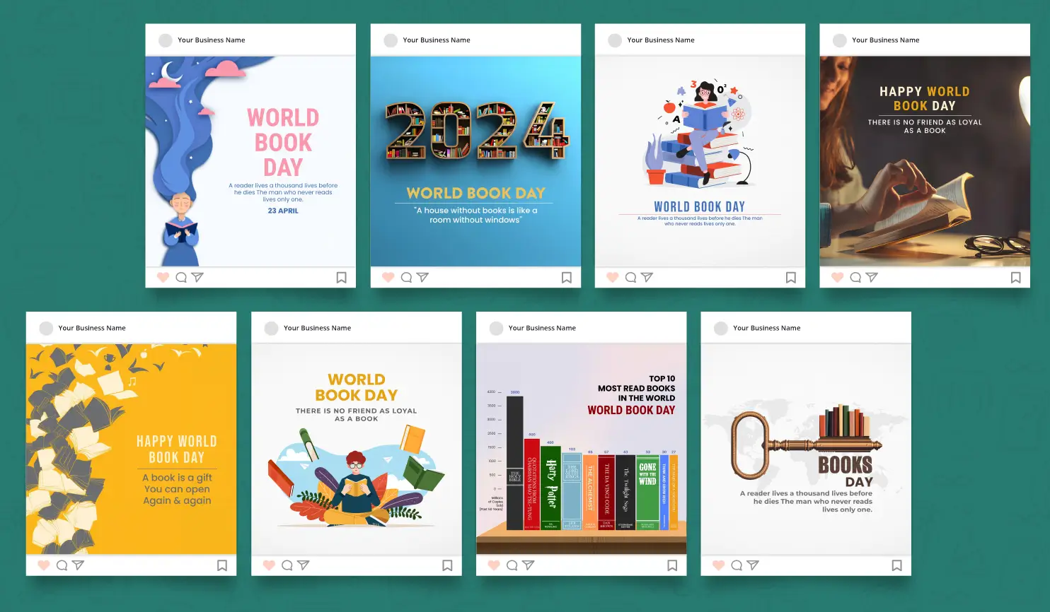 Postive World Book Day 2024 Designs & Social Media Posts By Postive - Festival Post Maker App