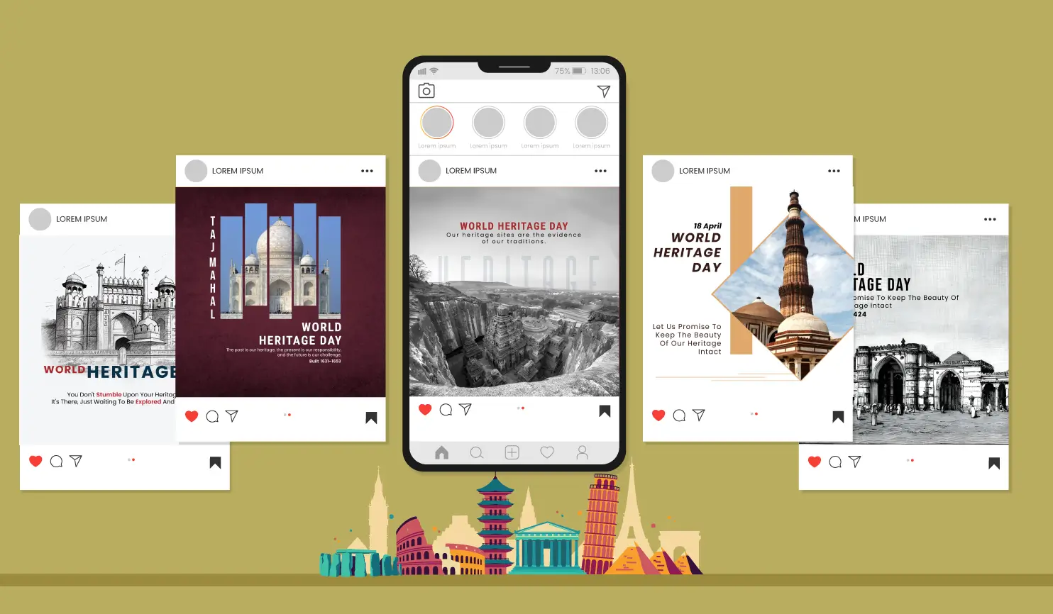 Postive World Heritage Designs & Social Media Posts By Postive - Festival Post Maker App