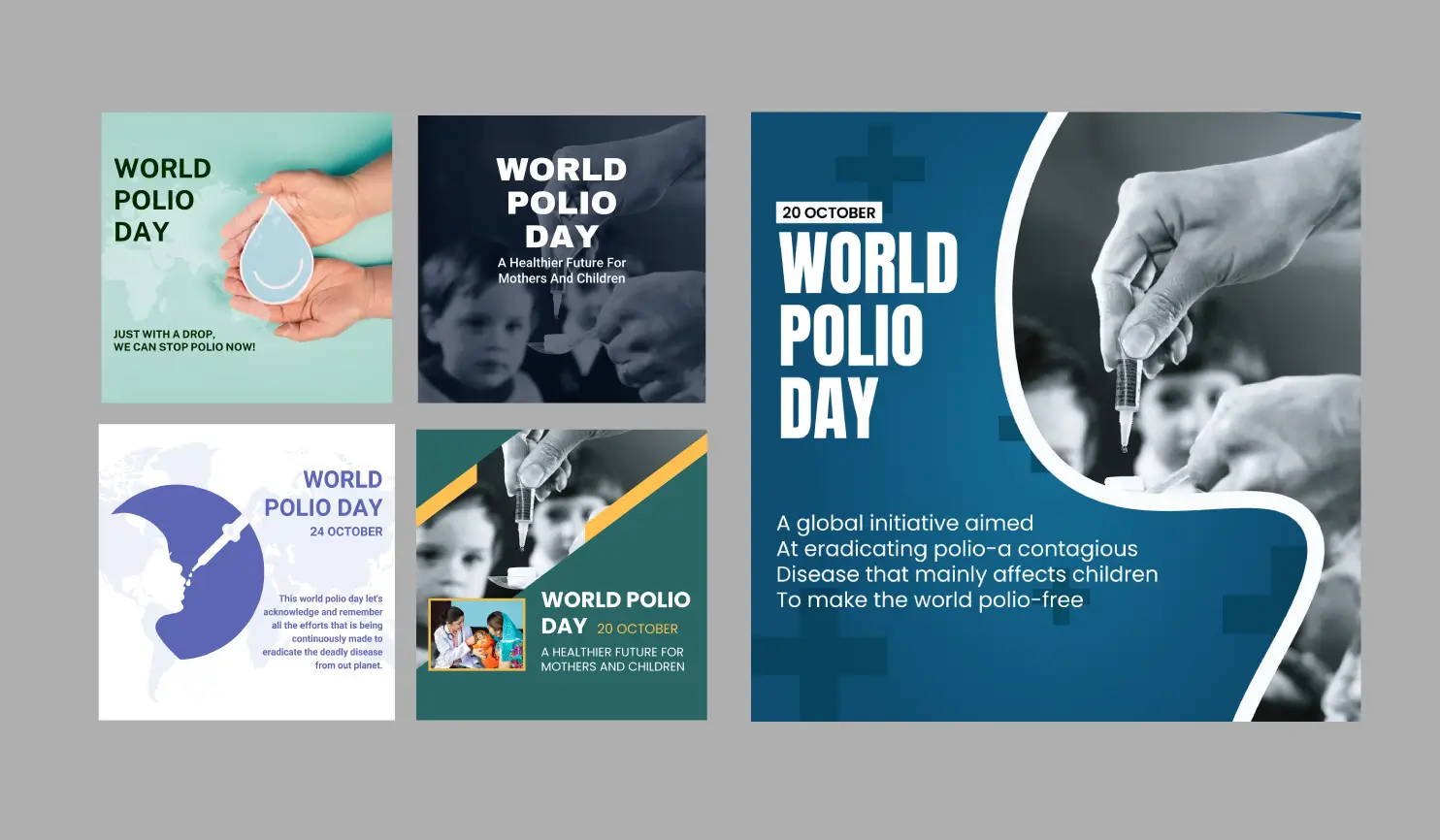 World Polio Day 2024: Message Posters By Postive Festival Post Maker App