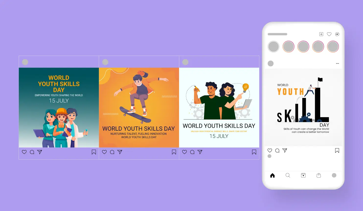 World Youth Skills Day 2024 Posters By Postive Festival Post Maker App